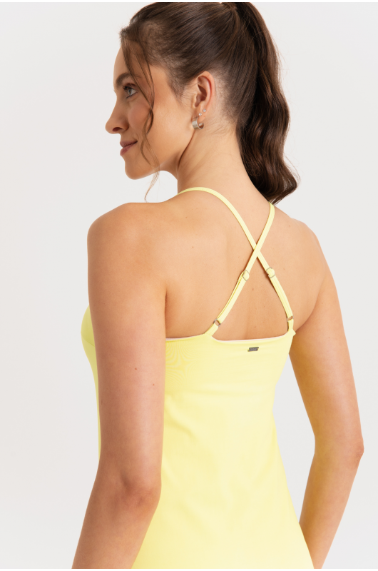 Vestido Flow c/ Macaquinho Feminino Amarelo Lemon – 24271663 