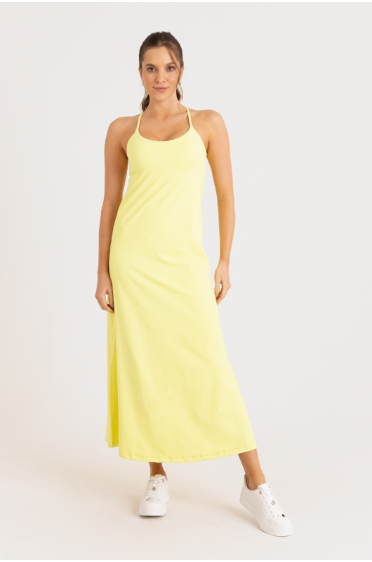 Vestido Flow c/ Macaquinho Feminino Amarelo Lemon – 24271663 
