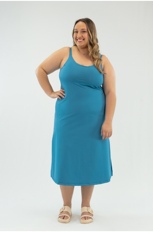 Vestido Flow c/ Macaquinho Feminino Azul Celestial – - 24271844