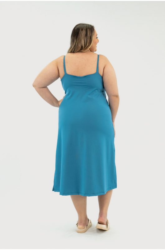 Vestido Flow c/ Macaquinho Feminino Azul Celestial – - 24271844