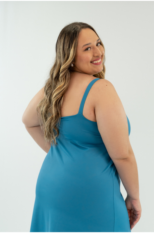 Vestido Flow c/ Macaquinho Feminino Azul Celestial – - 24271844