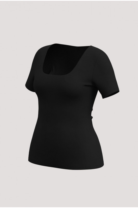 Blusa Decote Quadrado Preta - 24271637