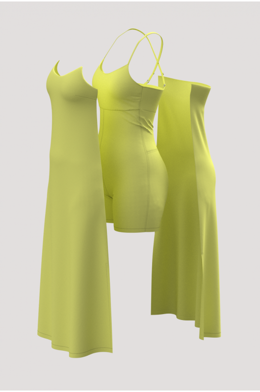 Vestido Flow c/ Macaquinho Feminino Amarelo Lemon - 24271871