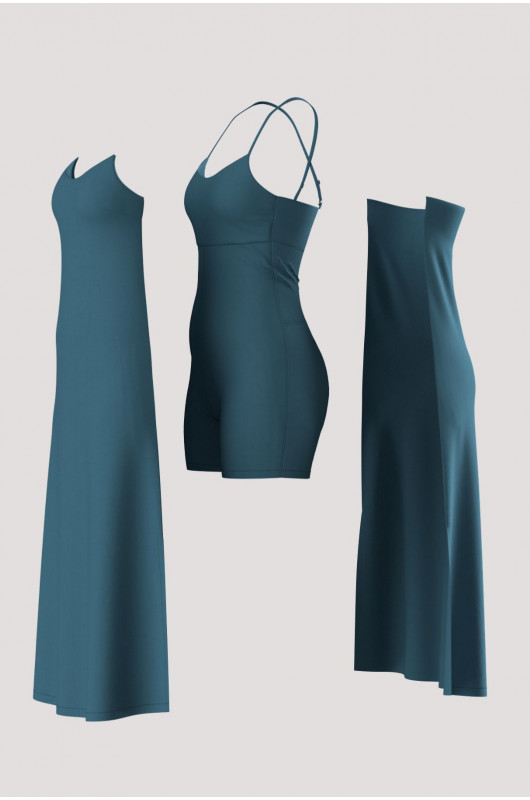 Vestido Flow c/ Macaquinho Feminino Azul Celestial – 24271626 