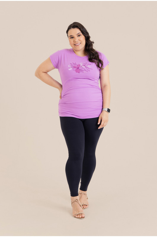 Blusa com Lateral Franzida Feminina Lilás - 24271072