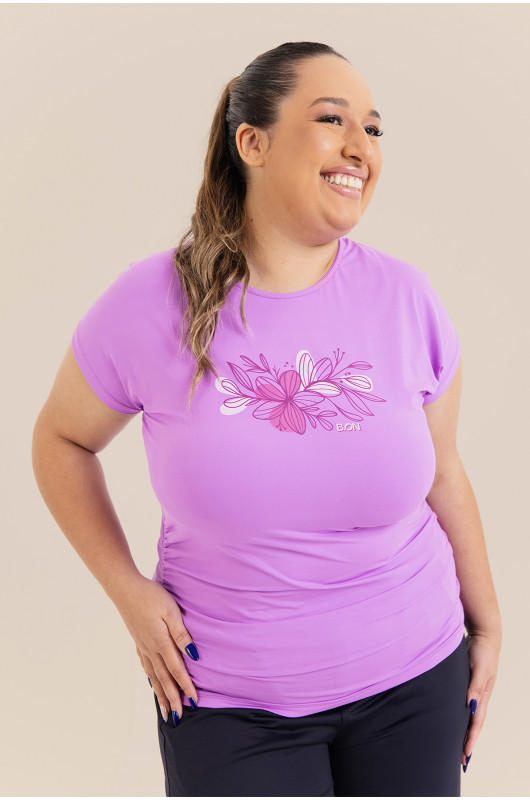 Blusa com Lateral Franzida Feminina Lilás - 24271072