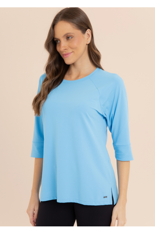  Blusão 7/8 Feminino Azul Parisiense - 24271444