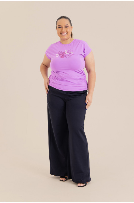 Blusa com Lateral Franzida Feminina Lilás - 24271072