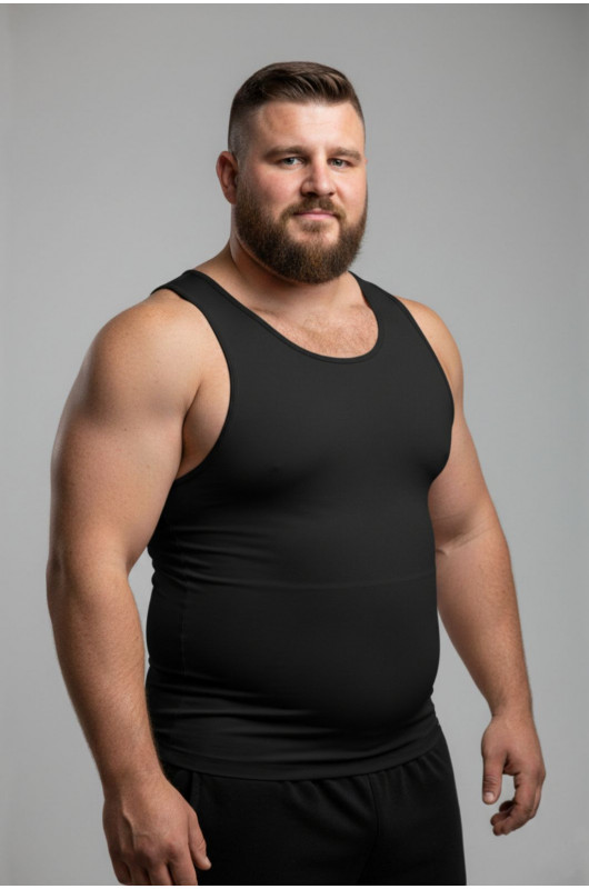 Regata Masculina Plus Size Postural Termofusionada Preta - 24271746