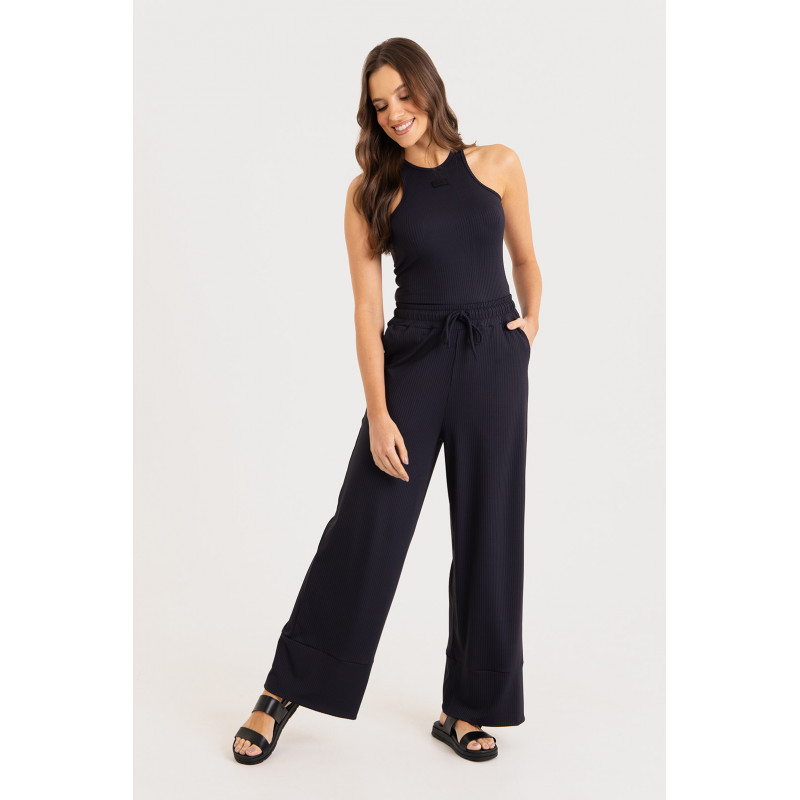 Calça Comfy Canelada Feminina Preta - 24271601