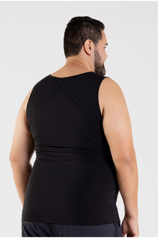 Regata Modeladora Postural Unissex Média Compressão Plus Size Preta - 24270053