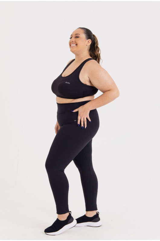 Top Nadador Feminino Plus Size Basic Preto - 24270246