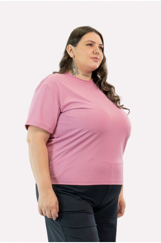 Camiseta B.ON Air Feminina Plus Size Rosa Cashmere - 24271952