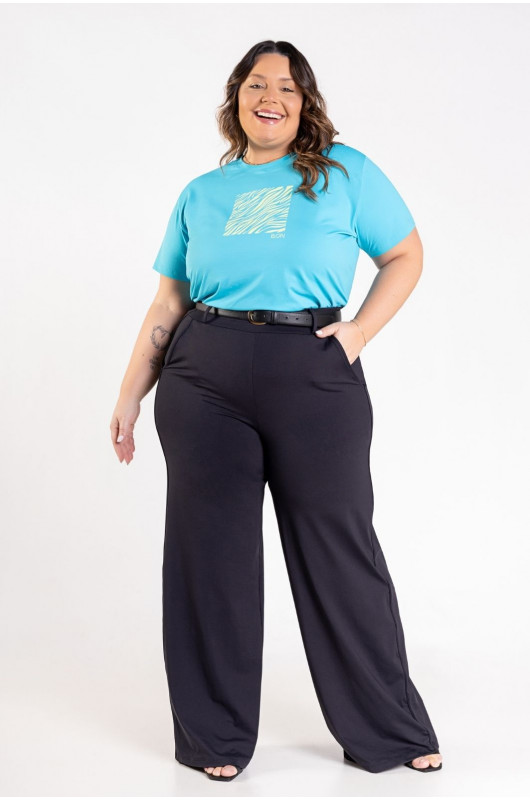 Calça Feminina  Wide Leg Plus Size Preta - 24270911