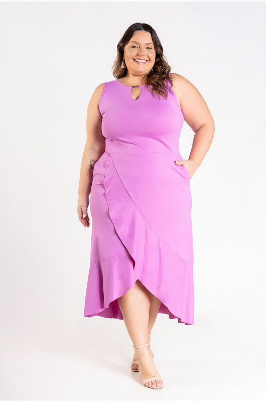 Vestido Feminino c/ Bolsos Plus Size Lilás - 24271109