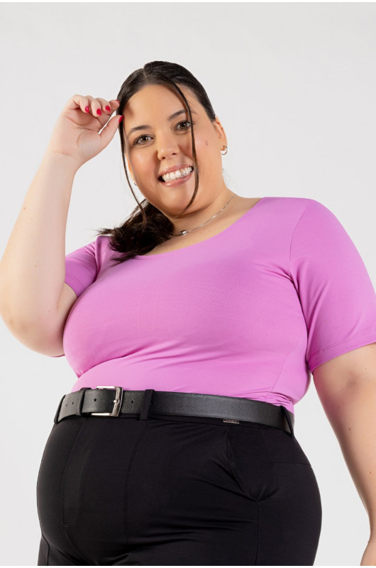 Blusa Feminina Basic Plus Size Lilás - 24271291