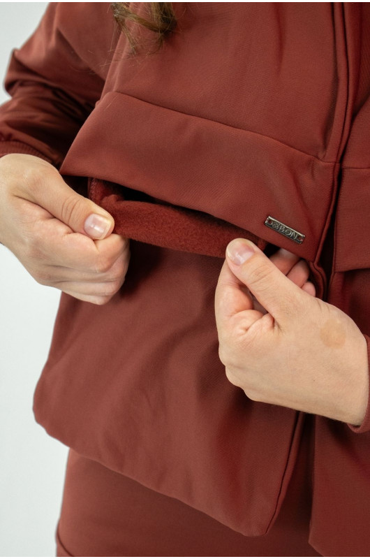 Cachecol Unissex com Bolsos Peluciados Vermelho Cornalina – 24271964