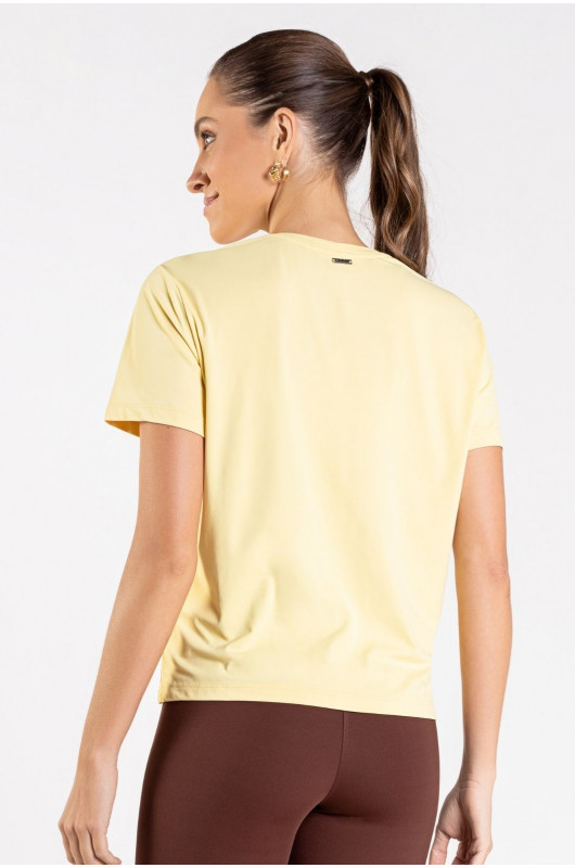 Camiseta Feminina Fitness Amarelo Cream - 24271137