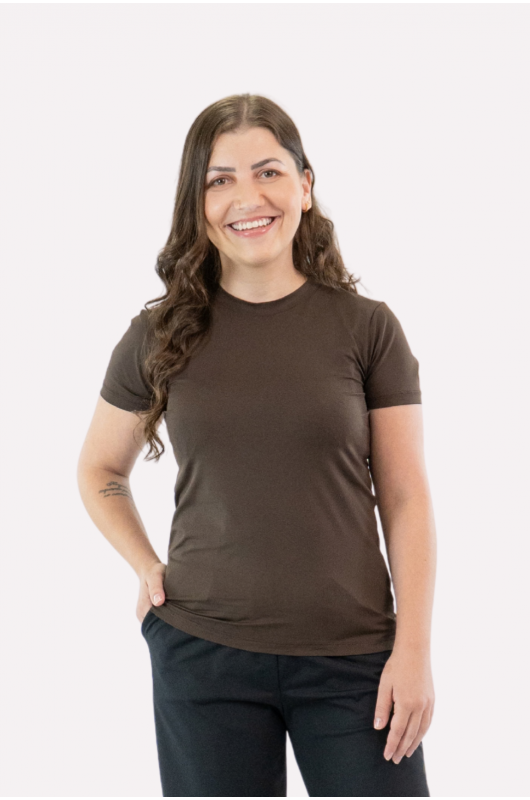 Camiseta B.ON Air Slim Alongada Feminina Marrom Expresso – 24271905