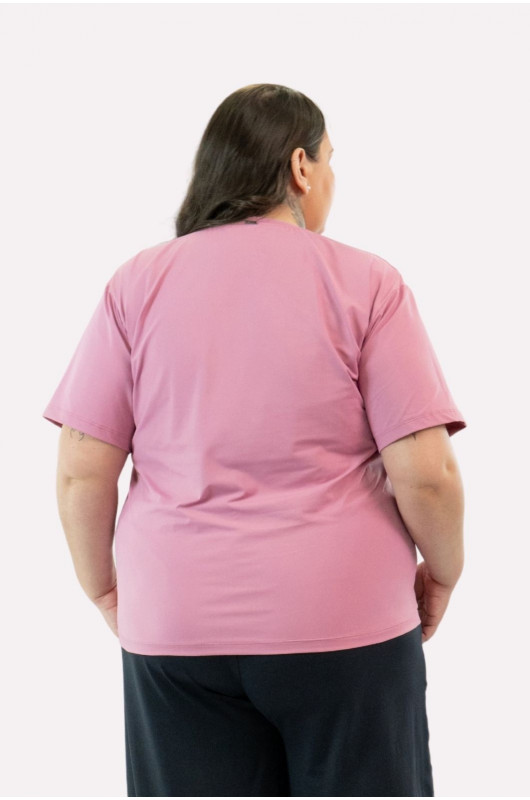 Camiseta B.ON Air Feminina Plus Size Rosa Cashmere - 24271952
