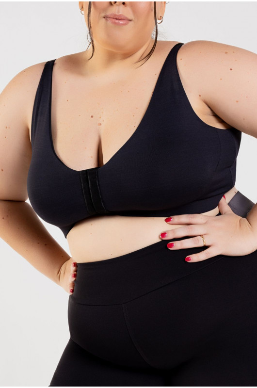 Top Sutiã Feminino c/ Abertura Frontal Plus Size Preto - 24271096