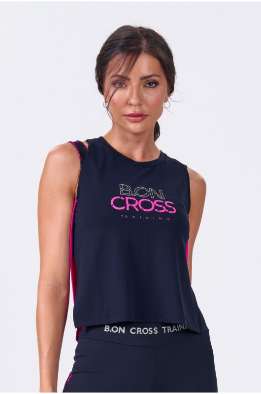 Regata Feminina Cross Preta E Pink - 24270860