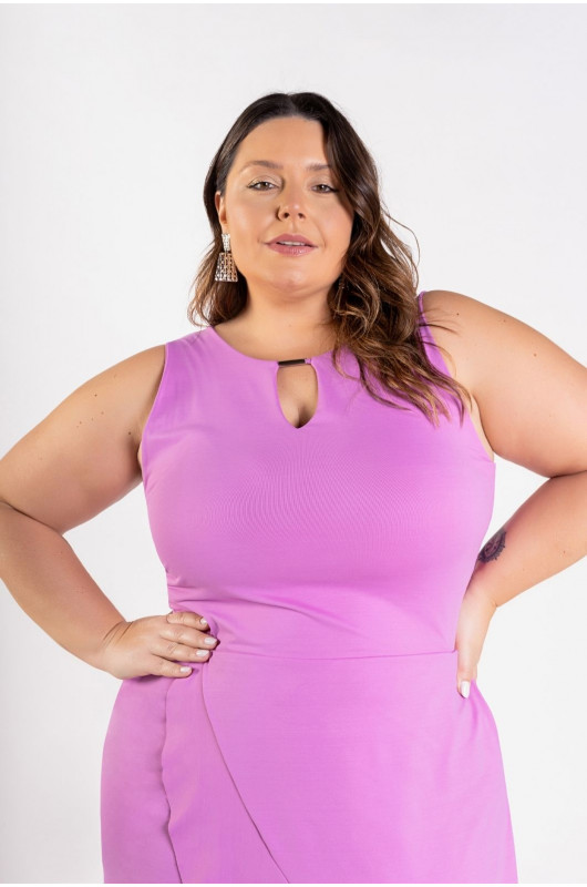 Vestido Feminino c/ Bolsos Plus Size Lilás - 24271109
