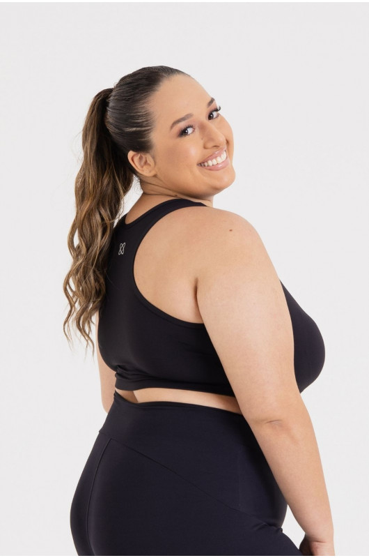 Top Nadador Feminino Plus Size Basic Preto - 24270246