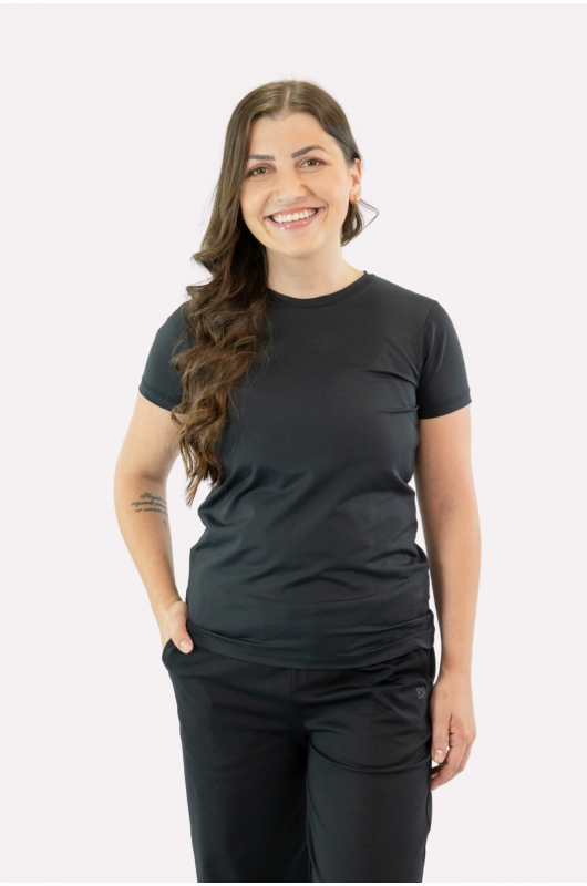 Camiseta B.ON Air Slim Alongada Feminina Preta - 24271835