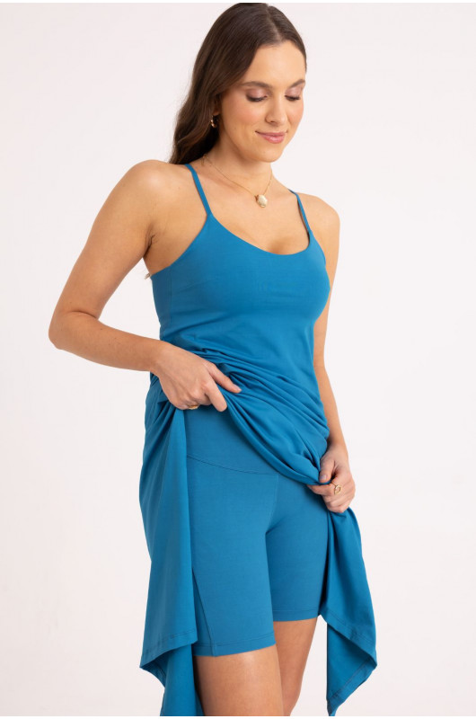 Vestido Flow c/ Macaquinho Feminino Azul Celestial – 24271626 