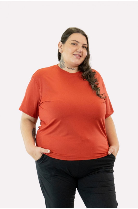 Camiseta B.ON Air Feminina Plus Size Vermelho Melaço – 24271951