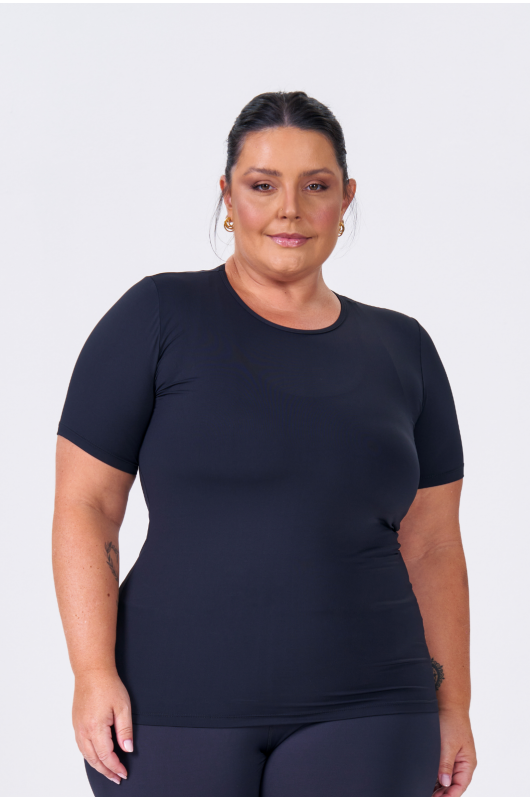 Blusa Segunda Pele Plus Size Feminina Preta - 24270167
