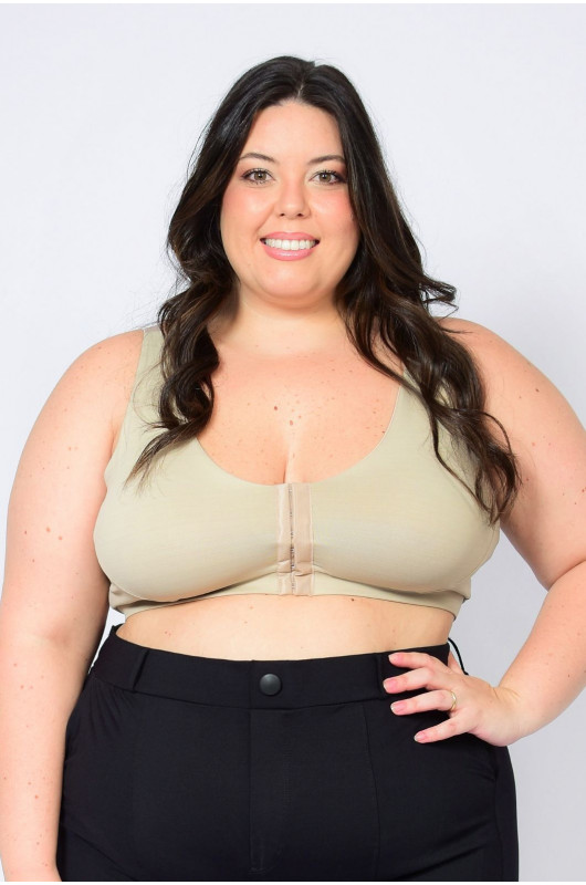 Top Sutiã Feminino c/ Abertura Frontal Plus Size Nude Brush - 24271232