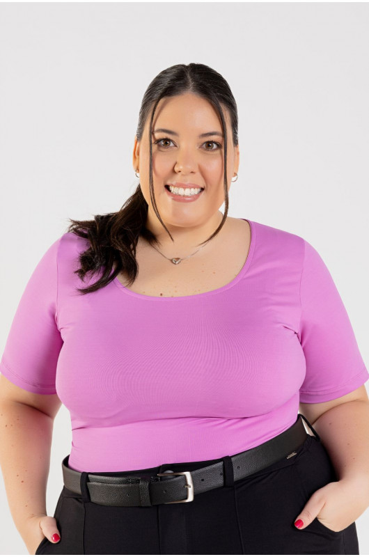 Blusa Feminina Basic Plus Size Lilás - 24271291