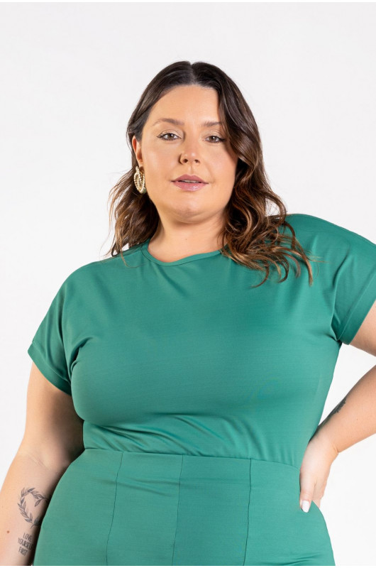 Blusa Feminina Casual Plus Size Verde Esmeralda - 24271104