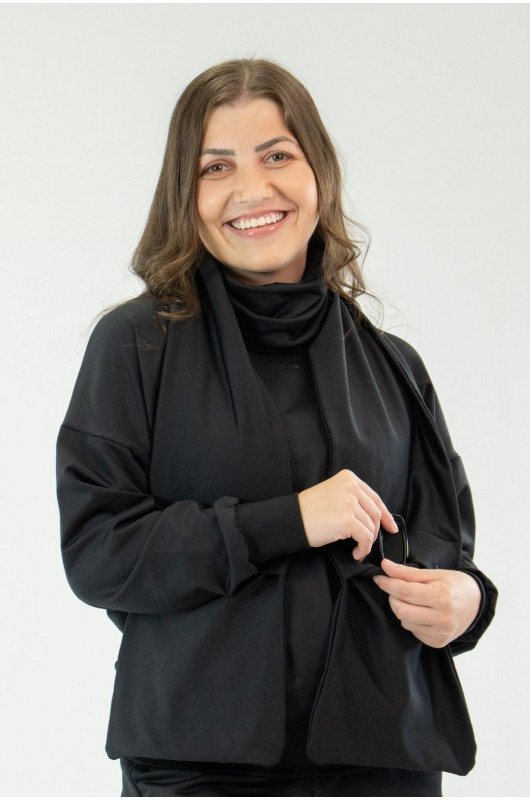 Cachecol Unissex com Bolsos Peluciados Preto – 24271854