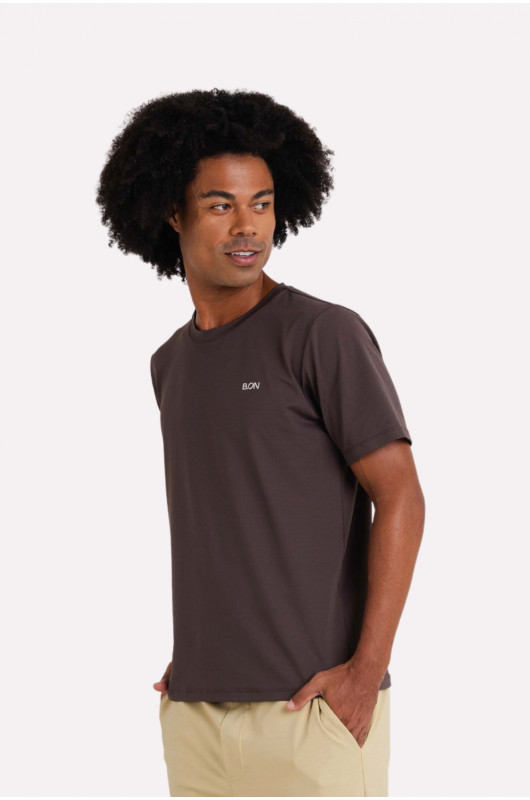 Camiseta Masculina Estampada Marrom Expresso – 24271566