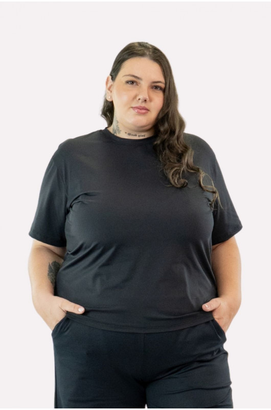Camiseta B.ON Air Feminina Plus Size Preta – 24271949