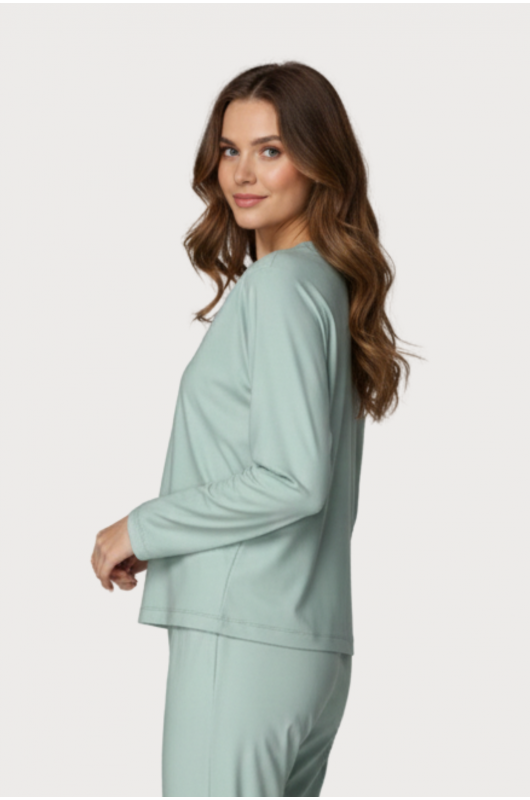 Blusa Pijama Feminina Verde Light - 24271874