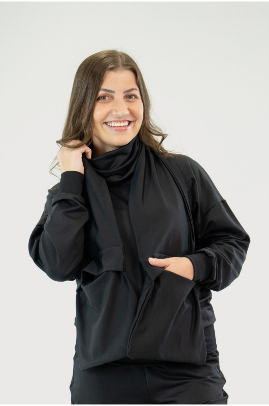 Cachecol Unissex com Bolsos Peluciados Preto – 24271854