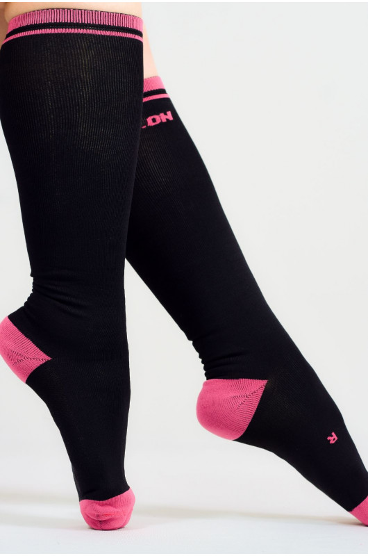 Meia Cano Alto Preta e Rosa - 24270960