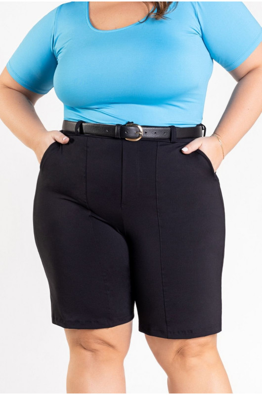 Bermuda Alfaiataria Plus Size Feminina Preta - 24271112