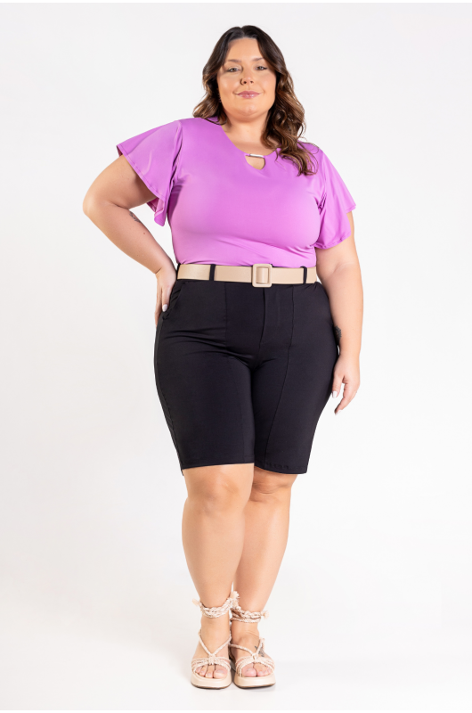 Blusa Feminina Casual Plus Size Lilás - 24271006