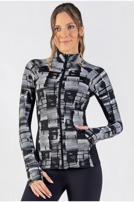 Jaqueta Feminina Jacquard Preta e Branca - 24270284