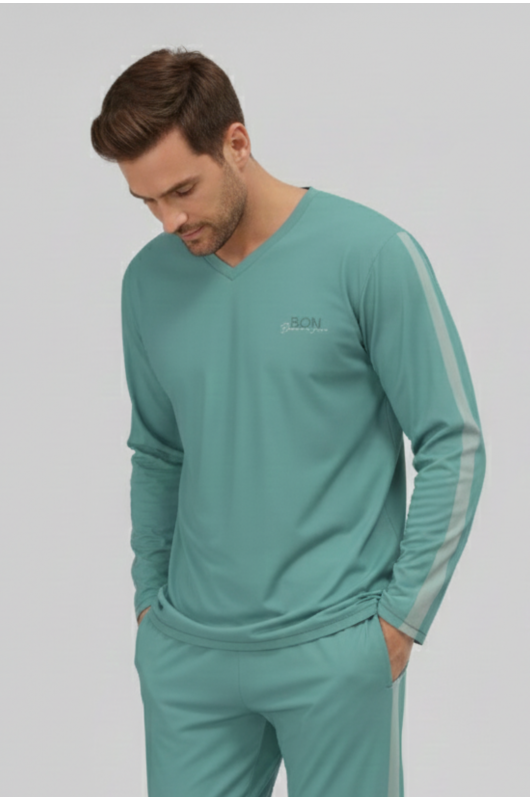 Blusa Pijama Masc. Manga Longa Verde Quartzo – 24271788
