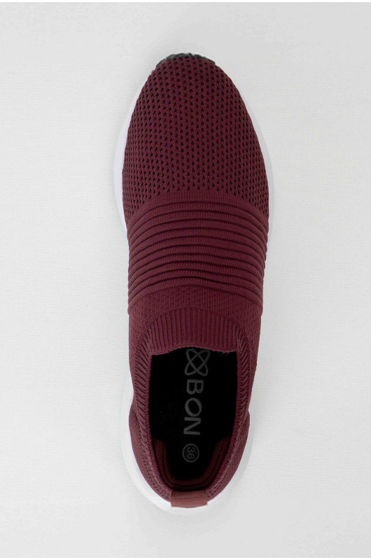 Tênis Knit Leve Aura Bordô - 24271574