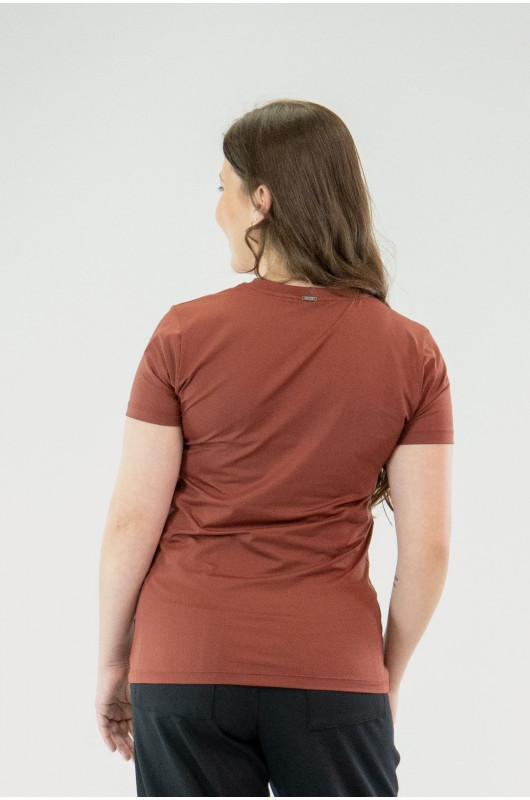 Camiseta B.ON Air Slim Alongada Feminina Vermelho Cornalina - 24271965