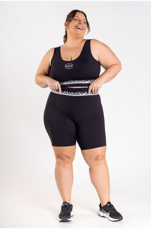 Bermuda Elastic Plus Size Feminina Preta - 24271108