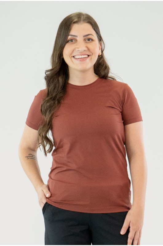 Camiseta B.ON Air Slim Alongada Feminina Vermelho Cornalina - 24271965
