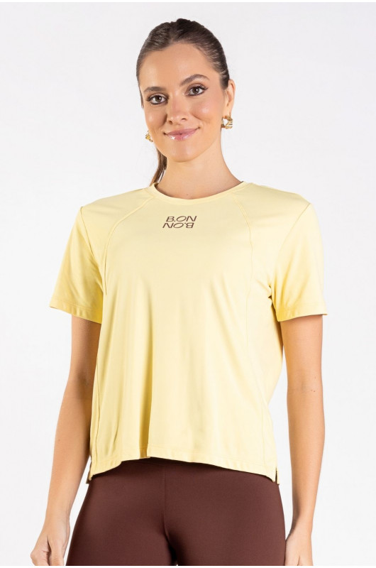 Camiseta Feminina Fitness Amarelo Cream - 24271137